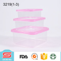 3 pieces set portable plastic square keeping fresh box clear food storage containers